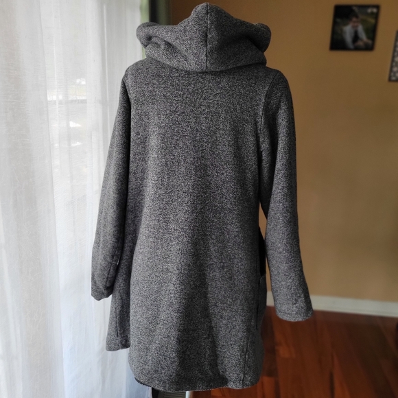 Glow and Grow Sherpa Charcoal Women's Cowl Neck Jacket with Toggles Size Small - Picture 7 of 12